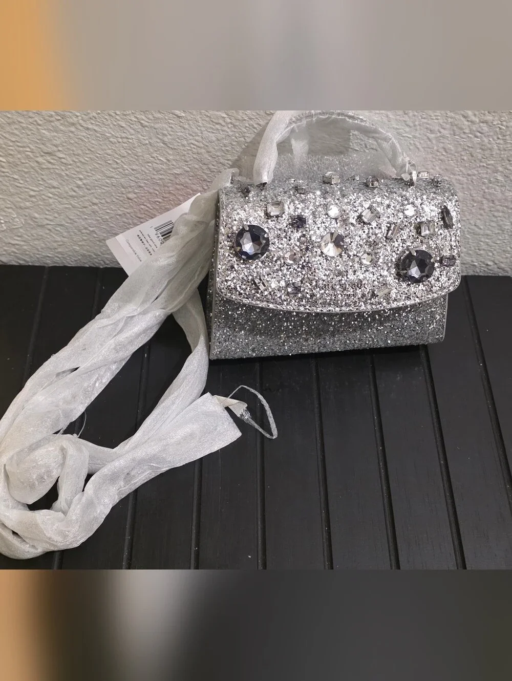 kate spade Silver Crystal-Embellished Mini Top Handle Bag - Picture 3 of 3